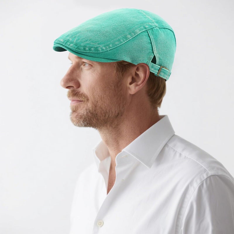 PTDTSHOU Newsboy Cap for Men Adjustable Flat Ivy Gatsby Cabbie Driving Hat Breathable Denim Cotton Golf Cap - Image 2